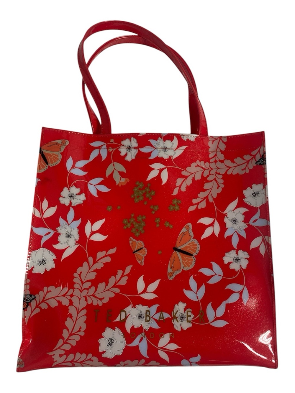 Ted Baker Red Floral & Butterfly Patent Tote